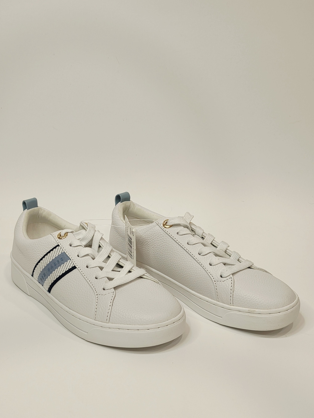 Ted Baker White Sneakers with Blue Stripe Detail
